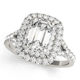 white gold emerald cut double halo engagement ring
