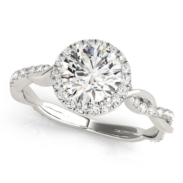 Twisted band halo outlet engagement ring