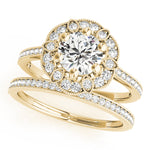 yellow gold vintage-inspired diamond halo engagement ring 
