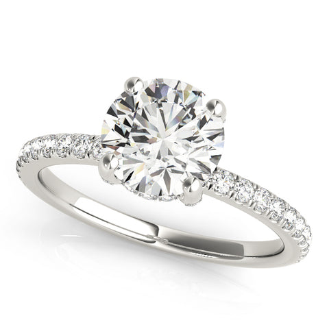 white gold diamond single row engagement ring