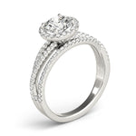 white gold multi row halo engagement ring 
