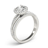 white gold multi row halo engagement ring 