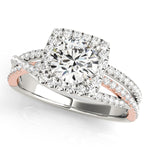 14kt White & Rose Gold Square Halo Engagement Ring Setting