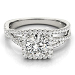 white gold multi row square halo diamond engagement ring