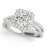 white gold multi row square halo diamond engagement ring