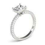 white gold pave set princess cut engagement ring