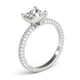 white gold pave set princess cut engagement ring