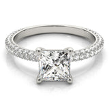 white gold pave set princess cut engagement ring
