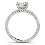 white gold pave set princess cut engagement ring