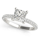 white gold pave set princess cut engagement ring