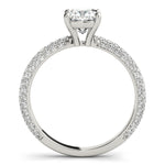 white gold cushion cut pave set diamond engagement ring
