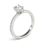 white gold oval cut pave set diamond engagement ring