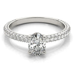 white gold oval cut pave set diamond engagement ring