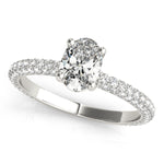 white gold oval cut pave set diamond engagement ring