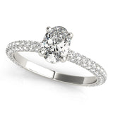 white gold oval cut pave set diamond engagement ring
