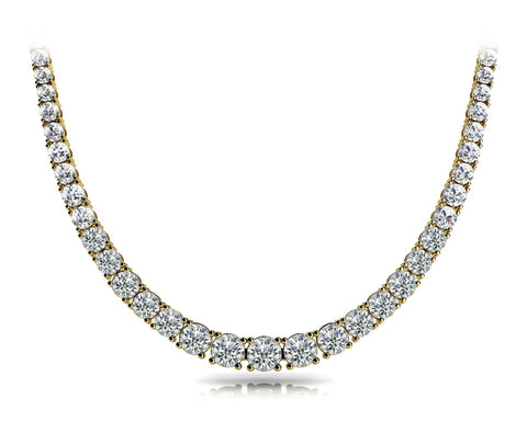 yellow gold graduated diamond tennis necklace