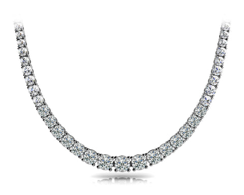 platinum graduated diamond tennis necklace