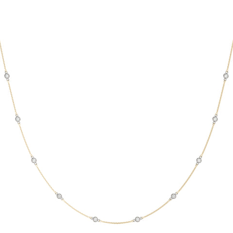 two tone diamond station necklace