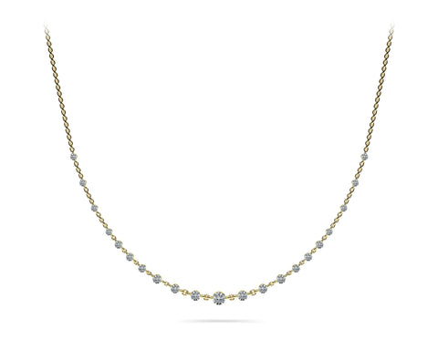 yellow gold graduated diamond necklace