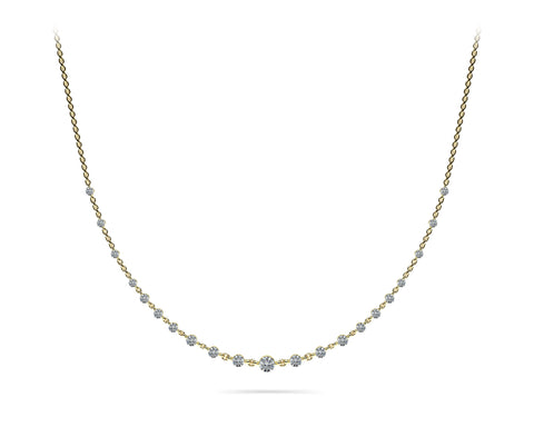 yellow gold graduated diamond necklace