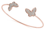 rose gold diamond butterfly open bangle bracelet