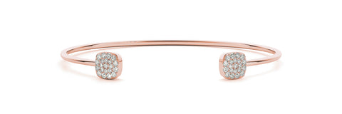rose gold flexible diamond bangle bracelet with diamond circles