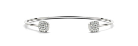 white gold flexible diamond bangle with two diamond circles