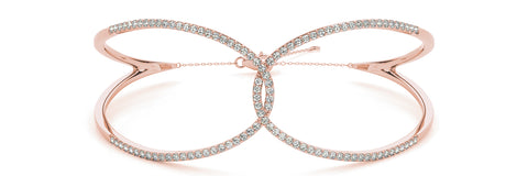 rose gold looped diamond bangle bracelet 