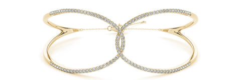 yellow gold looped diamond bangle bracelet 