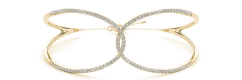 yellow gold looped diamond bangle bracelet 