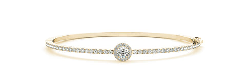 yellow gold diamond halo bangle