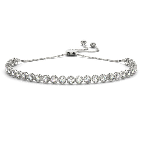 white gold halo diamond bolo bracelet 