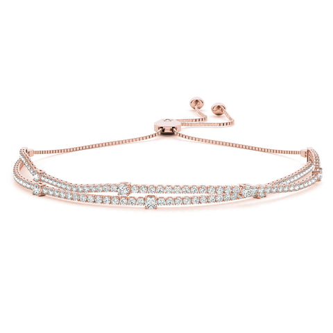 rose gold double row diamond bolo bracelet 