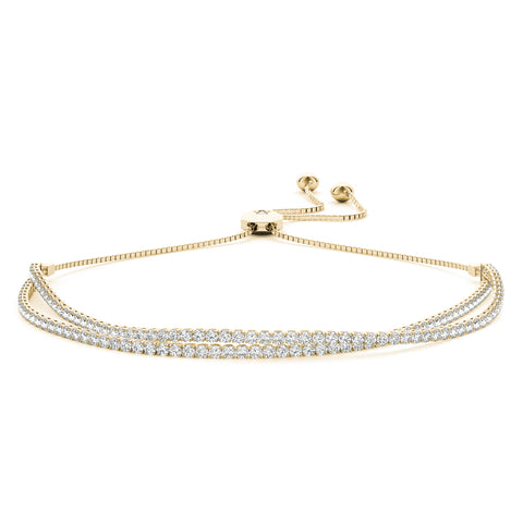 yellow gold double row bolo diamond bracelet 