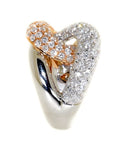 white gold and rose gold diamond twist ring