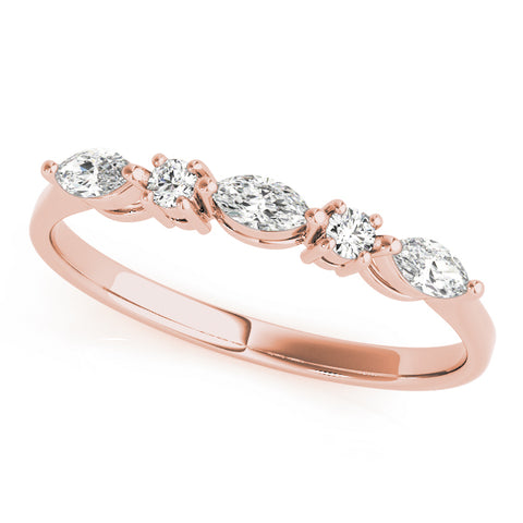 rose gold marquise and round diamond wedding band