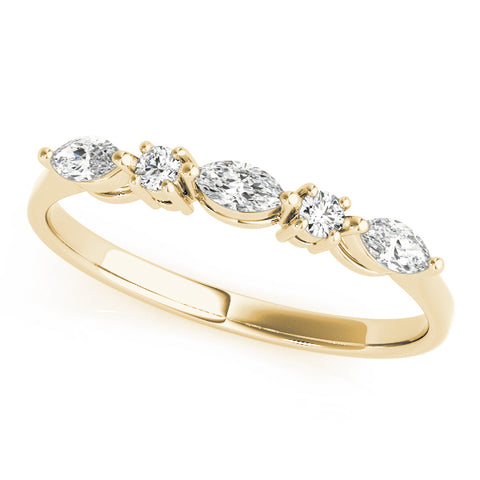 yellow gold marquise and round diamond wedding band