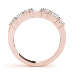 rose gold round diamond and baguette diamond wedding band
