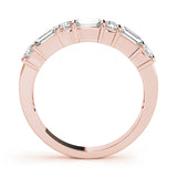 rose gold round diamond and baguette diamond wedding band