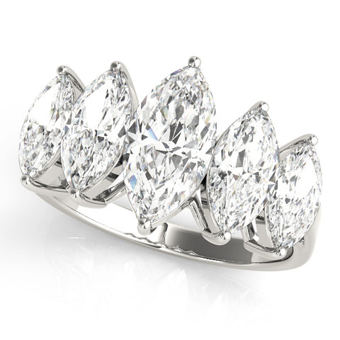 platinum 5 stone marquise diamond wedding band
