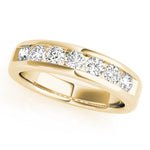 yellow gold 7 stone channel set diamond wedding band