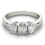 white gold three stone oval cut engagement ring