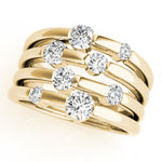 yellow gold multi row diamond fashion ring