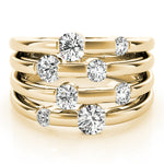yellow gold multi row diamond fashion ring