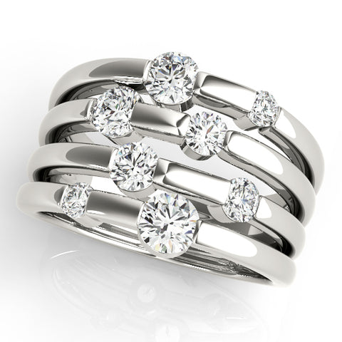 white gold multi row diamond fashion ring