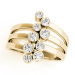 yellow gold multi row diamond fashion ring 