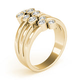 yellow gold multi row diamond fashion ring 