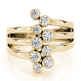 yellow gold multi row diamond fashion ring 