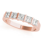 rose gold 5-stone bar set princess cut diamond wedding band