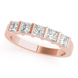 rose gold 5-stone bar set princess cut diamond wedding band